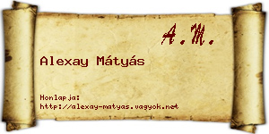 Alexay Mátyás névjegykártya